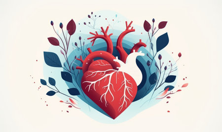 Vector illustration of heart in flat style. Valentines day card.の素材