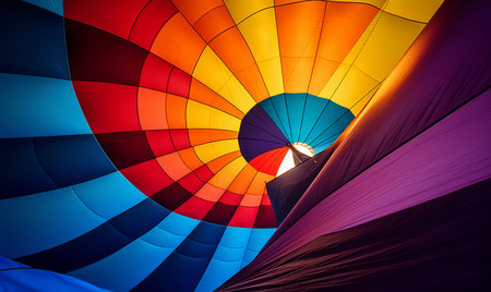 Colorful hot air balloon flying in the sky. Abstract background.の素材