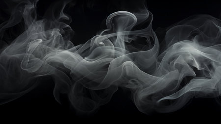 Abstract smoke moves on a black background. Design element. Abstract texture.の素材