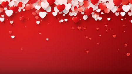 Valentine's day background with red hearts. Vector illustration.の素材