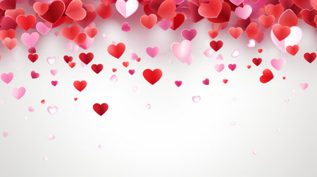 Valentine's day background with red and pink hearts. Vector illustration.の素材
