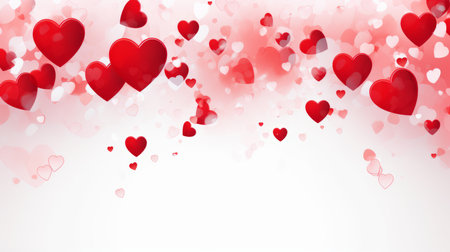 Valentine's day background with red hearts. Vector illustration.の素材