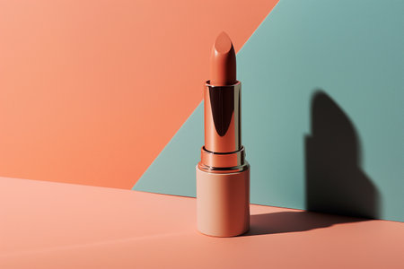 Lipstick on pastel background with shadow. 3d renderingの素材