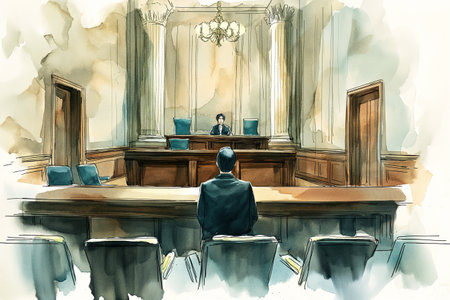 Sketch of a meeting room with a man sitting in front of a tableの素材