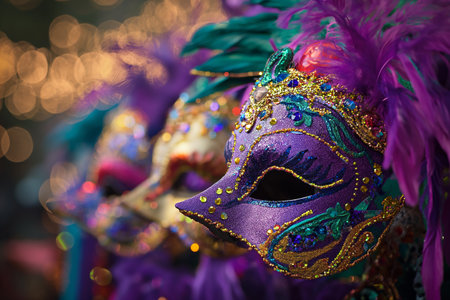Traditional Venetian carnival mask, close-up, selective focusの素材