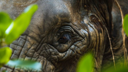Asian elephant close up in the jungle of Borneo, Malaysiaの素材