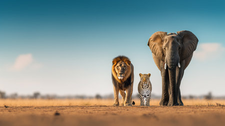 Lion and lioness in Etosha National Park, Namibiaの素材