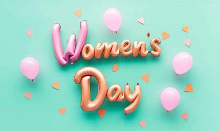 Valentine's day greeting card with pink balloons and letteringの素材