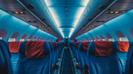 Interior of airplane with seats. Airplane interior with seats.の素材
