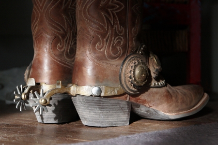 Cowboy boots & spursの写真素材