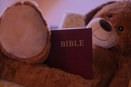 Teddy Bear with Bibleの写真素材