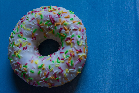 Sweet donut with white colors and candy colorsの写真素材