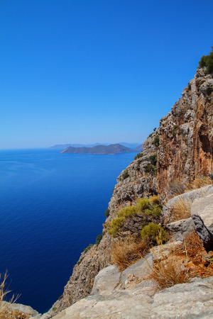 Cliffs and deep blue sea. Beauty of the wild nature.の写真素材
