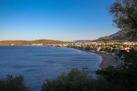 Quiet Morning at seaside of Aegean Coast. A green small village.の写真素材