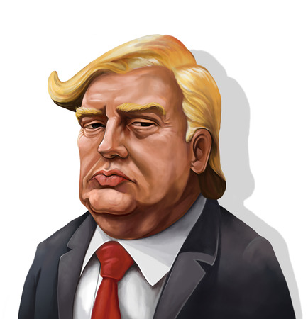 January 18, Cartoon Portrait of Donald Trump With Shadow- Illustration of the American PresidentBy Erkan Atayのeditorial素材