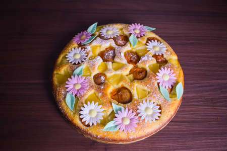 Decorated homemade fruit cake