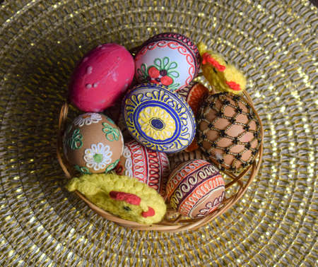 Decorated colorful Easter eggs