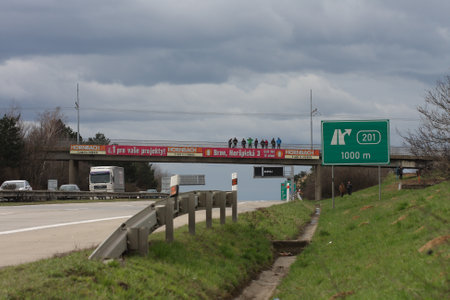 Brno,Czech Republic - March 30, 2015:Dragoon Ride - US army convoy drives through Czech Republic. The U.S. military convoy, returning from the Baltic countries to a German base, entered the territory of the Czech Republicのeditorial素材