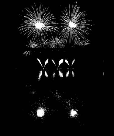 Vector Fireworks with reflection on lakeのイラスト素材