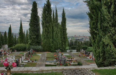 Cemetery on cloudy day  in Koper in Sloveniaの写真素材