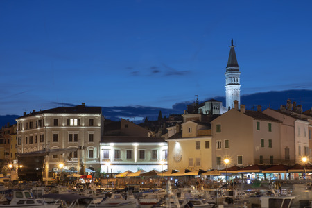 Port of Rovinj in the evening in Croatiaの写真素材