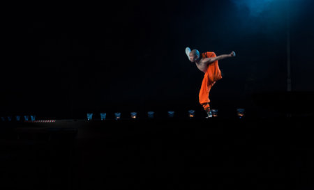 BRNO, CZECH REPUBLIC-APRIL 11.2016: Show The Mystical Powers of The Shaolin Monks of China on April 11, 2016 in City Hall Vodova in Brno in Czech Republicのeditorial素材
