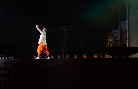 BRNO, CZECH REPUBLIC-APRIL 11.2016: Show The Mystical Powers of The Shaolin Monks of China on April 11, 2016 in City Hall Vodova in Brno in Czech Republicのeditorial素材