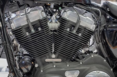 Detail of air cooled  engine of motorcycle