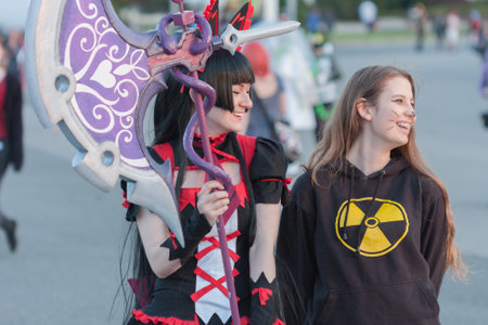 BRNO, CZECH REPUBLIC - APRIL 30, 2016: Cosplayer dressed as the character Elin from game Tera online pose at Animefest, anime convention on April 30, 2016 Brno in the Czech Republicのeditorial素材