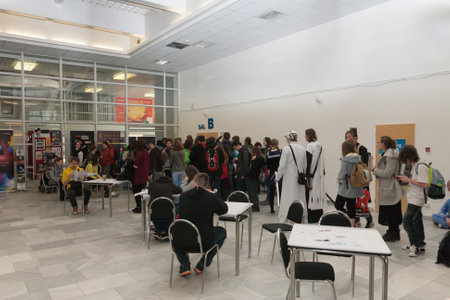 BRNO, CZECH REPUBLIC - APRIL 30, 2016: Young people waiting to opening workshop at Animefest, anime...