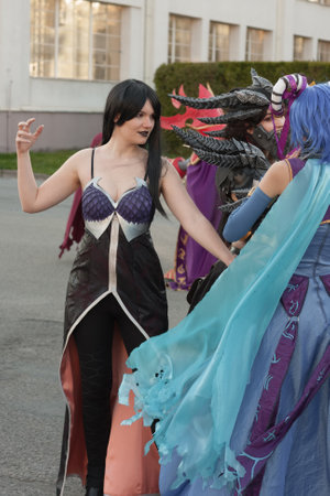 BRNO, CZECH REPUBLIC - APRIL 30, 2016:  Three cosplayers  dressed as characters  from World of...