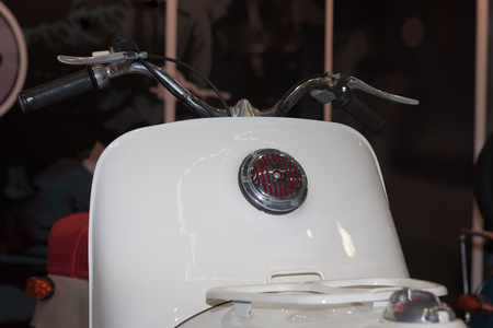 Front of the electric scooter, indoor photo.の写真素材