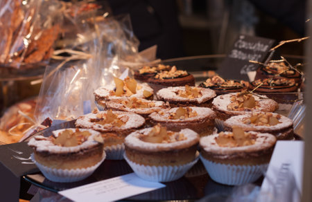 Candy on stall at christmas marketのeditorial素材