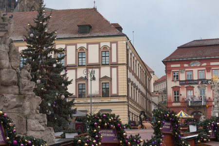 Brno,Czech Republic-December 18,2017: Christmas market on the Cabbage Market on December 18, 2017 Brno, Czech Republicのeditorial素材