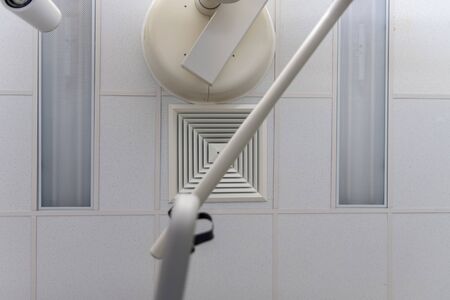 Ceiling lights and air whole above handlebar in icu in hospital, a place where can be treated...
