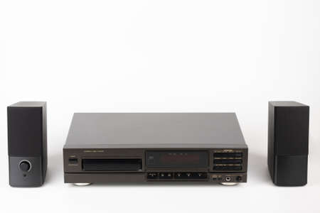 CD Player Stereo Hi-fi and two stereo speakers. High-end audio equipment on a white background.の写真素材