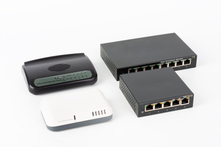 Three slower 10 or 100 Mbps Fast switches and 5-port gigabit desktop switch.