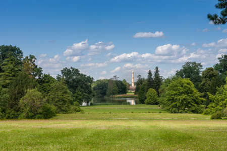 Minaret-observation tower in Moorish revival architecture style in Lednice-Valtice complexの写真素材