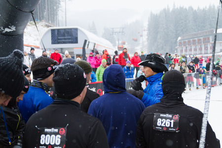 JASNA, SLOVAKIA - JANUARY 24, 2015: first world Winter Spartan Race in Low Tatrasのeditorial素材