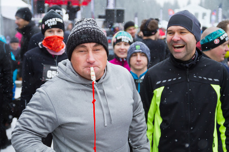 JASNA, SLOVAKIA - JANUARY 24, 2015: first world Winter Spartan Race in Low Tatrasのeditorial素材