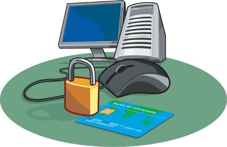 E-commerce and security on the internetのイラスト素材