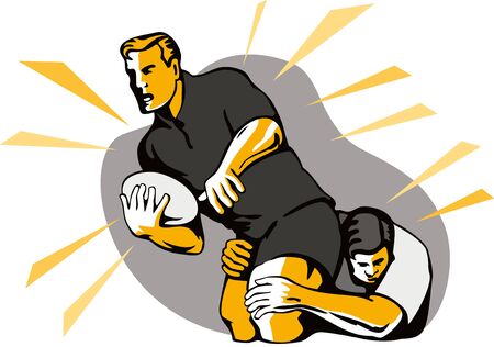 Rugby player being tackledのイラスト素材