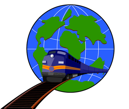 Speeding train with globeのイラスト素材