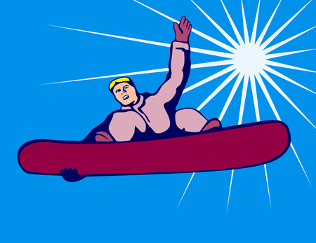 Snowboarder getting some airのイラスト素材