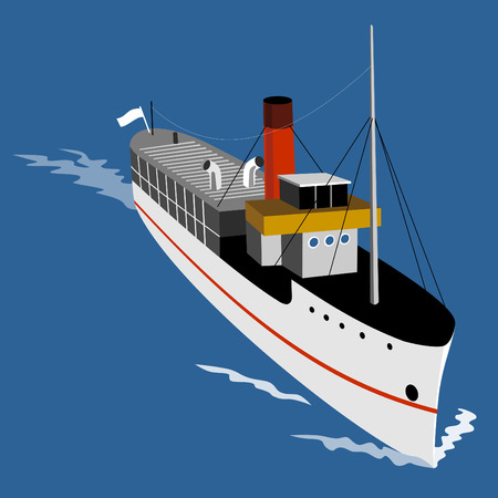 Steamship viewed from aboveのイラスト素材