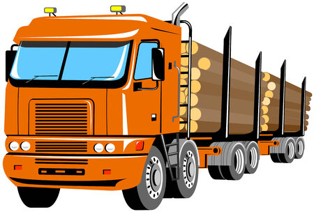 Logging truck isolated on whiteのイラスト素材