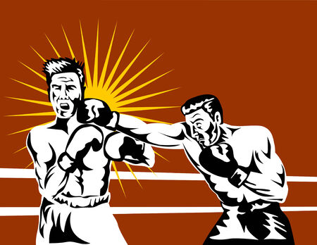 Boxer connecting a knockout punch Boxer connecting a knockout punch