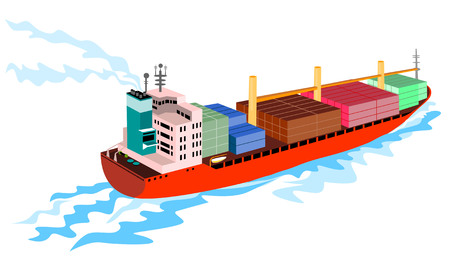 Container ship on white backgroundのイラスト素材
