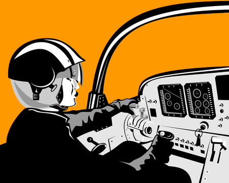 Pilot manning the cockpitのイラスト素材