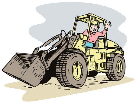 Construction worker and digger